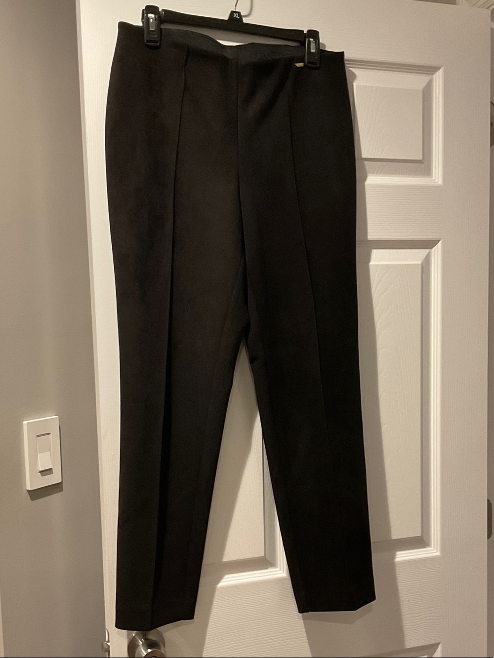 Classic Black Dress Pants - Sleek Tailored Fit Velour Feel